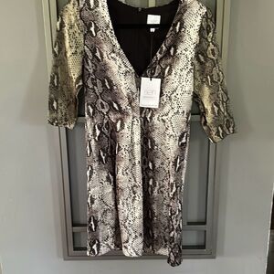 NWT SEN snake print gray and white mini dress size S